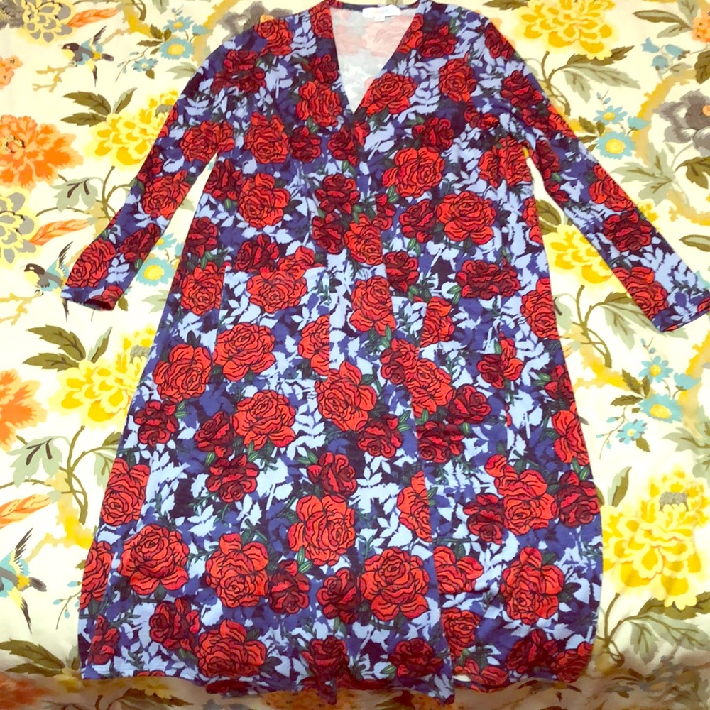 Red Rose and Blue Unicorn Sarah Sweater Cardigan